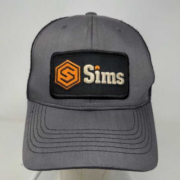 Sims Snapback Mesh Back Trucker Hat Gray One Size Embroidered Patch Colorblock - Picture 2 of 7